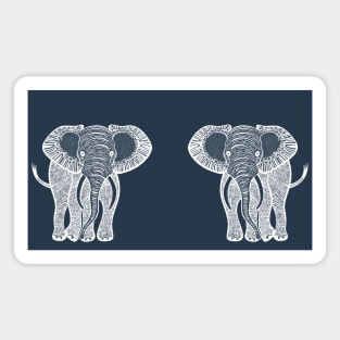 African Elephants in Love - detailed animal ink art design Magnet